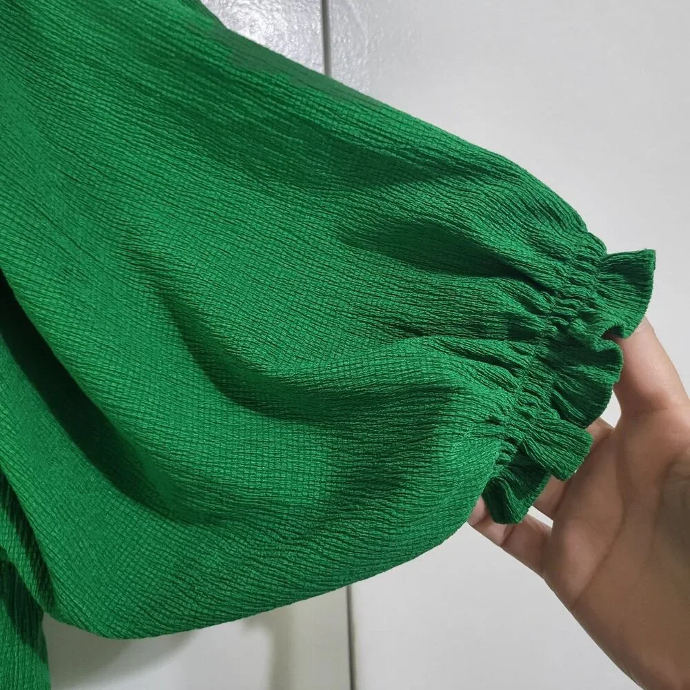 SUGARLIPS Womens LG Kelly Green Miss Sunshine Convertible Sleeve Babydoll Dress - Picture 5 of 12